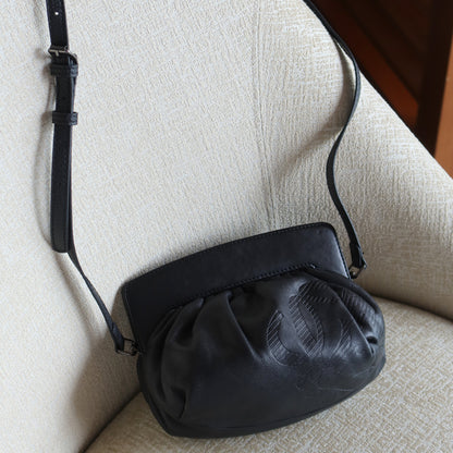 Loewe Vintage Black Leather Anagram Crossbody Clutch 2way Bag