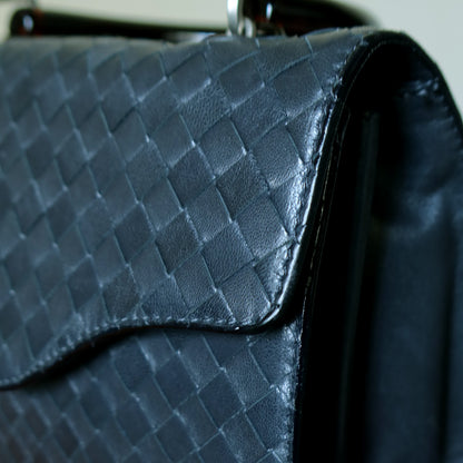 Bottega Veneta Vintage Lambskin Mini Intrecciato Flap Bag