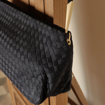 Bottega Veneta Vintage Black Intrecciato Sardine Pochette Shoulder Bag