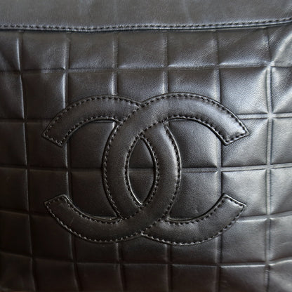 Chanel Vintage Quilted Chocolate bar CC Black Lambskin Shoulder Bag