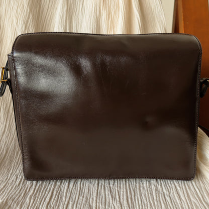 Loewe Vintage Brown Leather Anagram Logo Crossbody Shoulder Bag