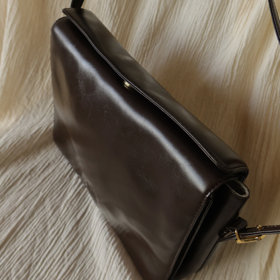 Loewe Vintage Brown Leather Anagram Logo Crossbody Shoulder Bag