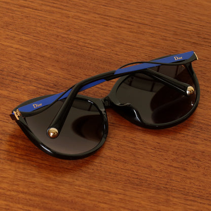 Christian Dior Cat Eye Metal Eyes 1F Sunglasses in Black and Royal Blue