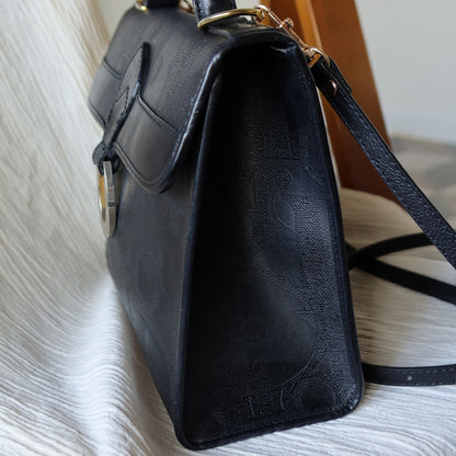 Christian Dior Vintage Black Oblique Trotter Kelly Shoulder Bag