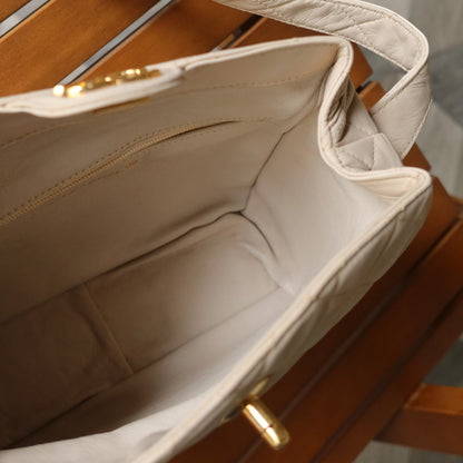 Chanel Vintage Matelasse Beige Quilted Bijoux CC Turnlock Shoulder Bag