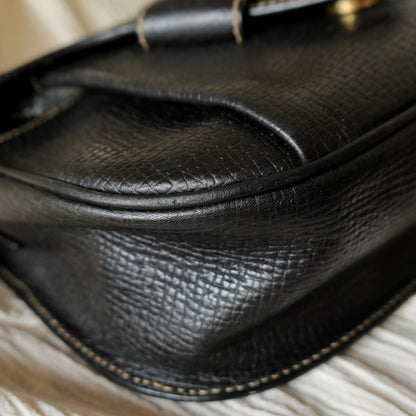 Loewe Vintage Black Leather Barcelona Crossbody Flap Bag