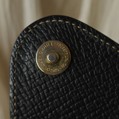 Loewe Vintage Black Leather Barcelona Crossbody Flap Bag