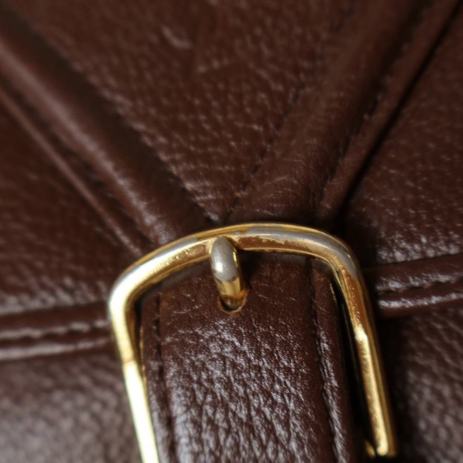 YSL Vintage Brown Leather Buckle 2way Crossbody Flap bag