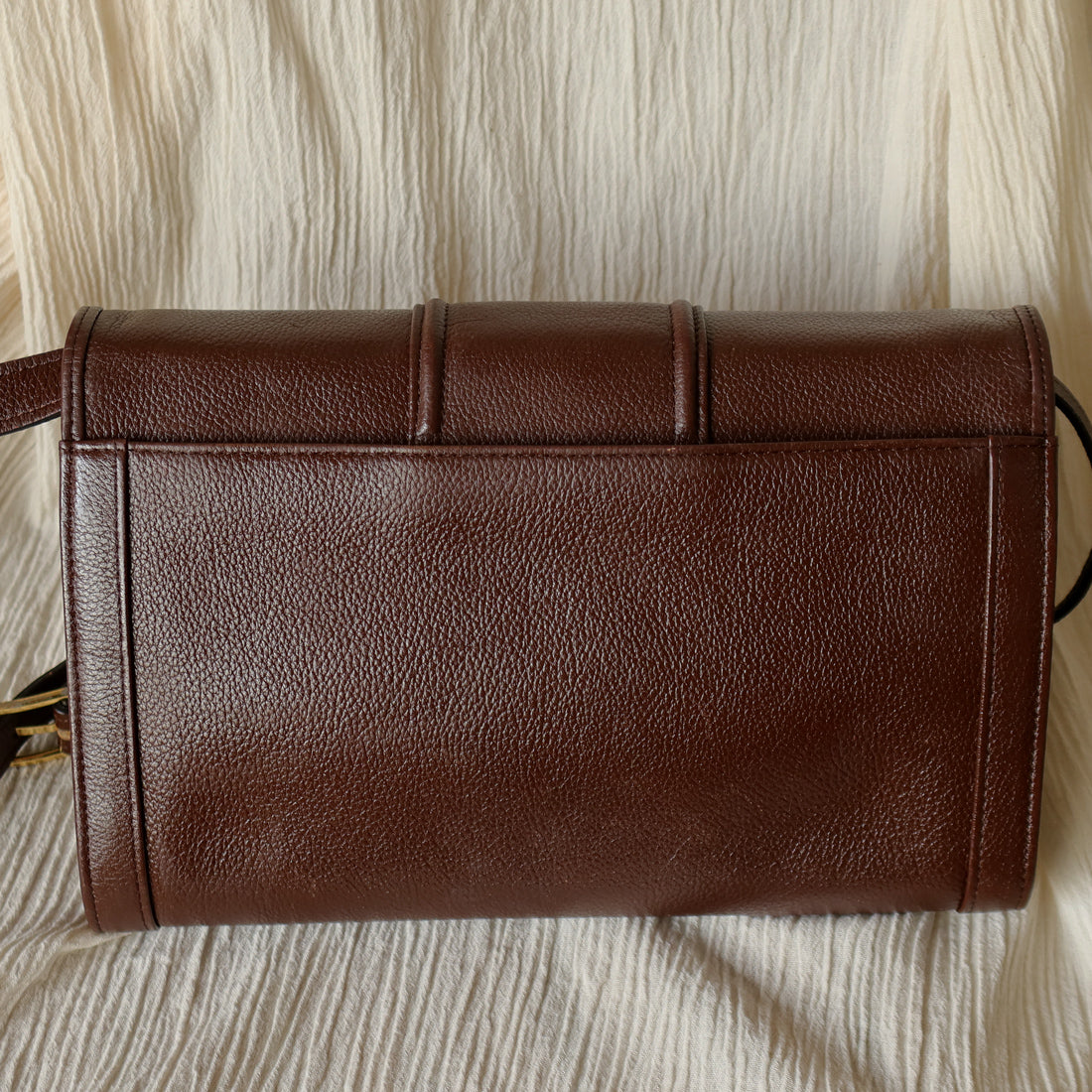 YSL Vintage Brown Leather Buckle 2way Crossbody Flap bag