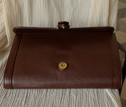 YSL Vintage Brown Leather Buckle 2way Crossbody Flap bag