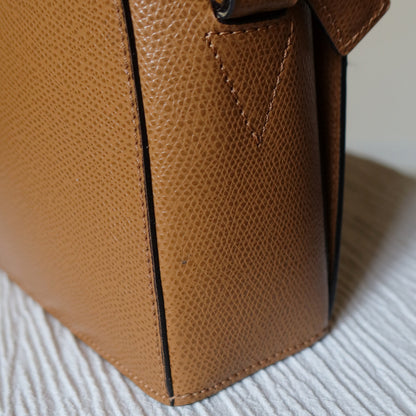 Celine Vintage Caramel Brown Leather Turnlock Crossbody Bag