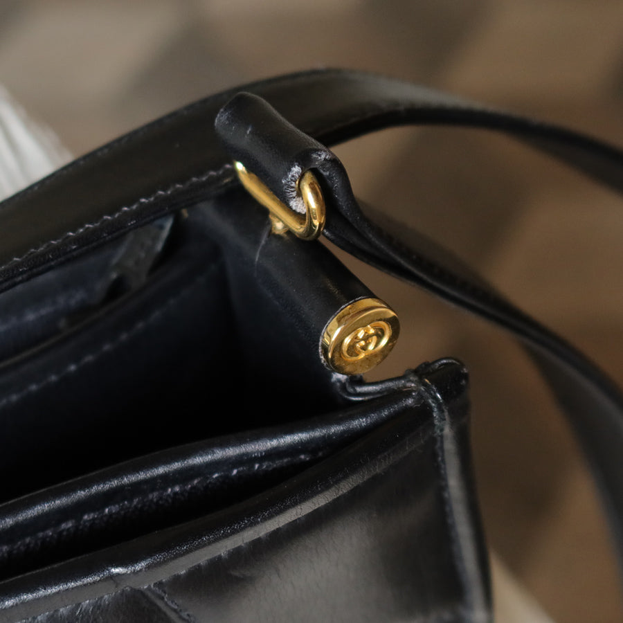 Gucci Vintage Black Half-Moon Shaped GG Marmont Crossbody Bag