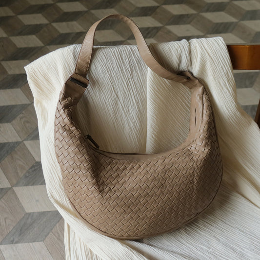 Bottega Veneta Vintage Brown Intrecciato Hobo Shoulder Bag