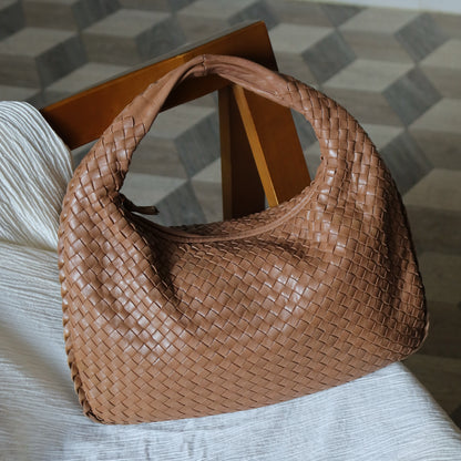 Bottega Veneta Vintage Caramel Brown Intrecciato Veneta Hobo Shoulder Bag