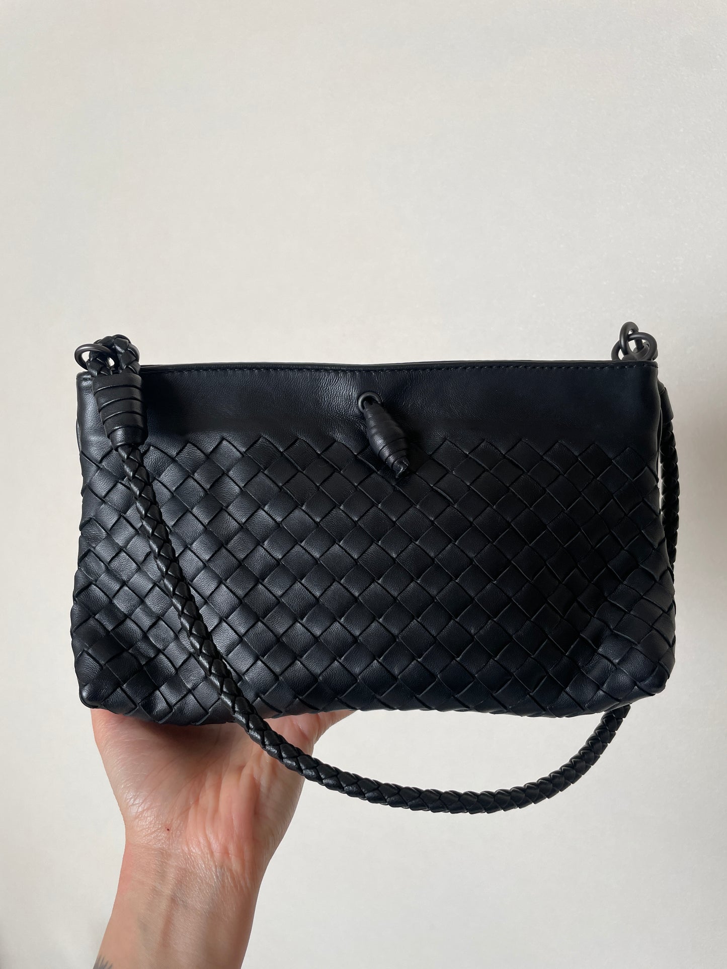 [PRIVATE] Bottega Veneta Vintage Black Intrecciato 2way Shoulder Clutch Bag