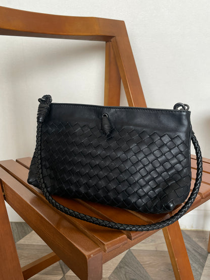 [PRIVATE] Bottega Veneta Vintage Black Intrecciato 2way Shoulder Clutch Bag