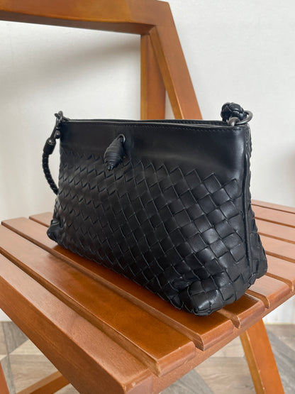 [PRIVATE] Bottega Veneta Vintage Black Intrecciato 2way Shoulder Clutch Bag