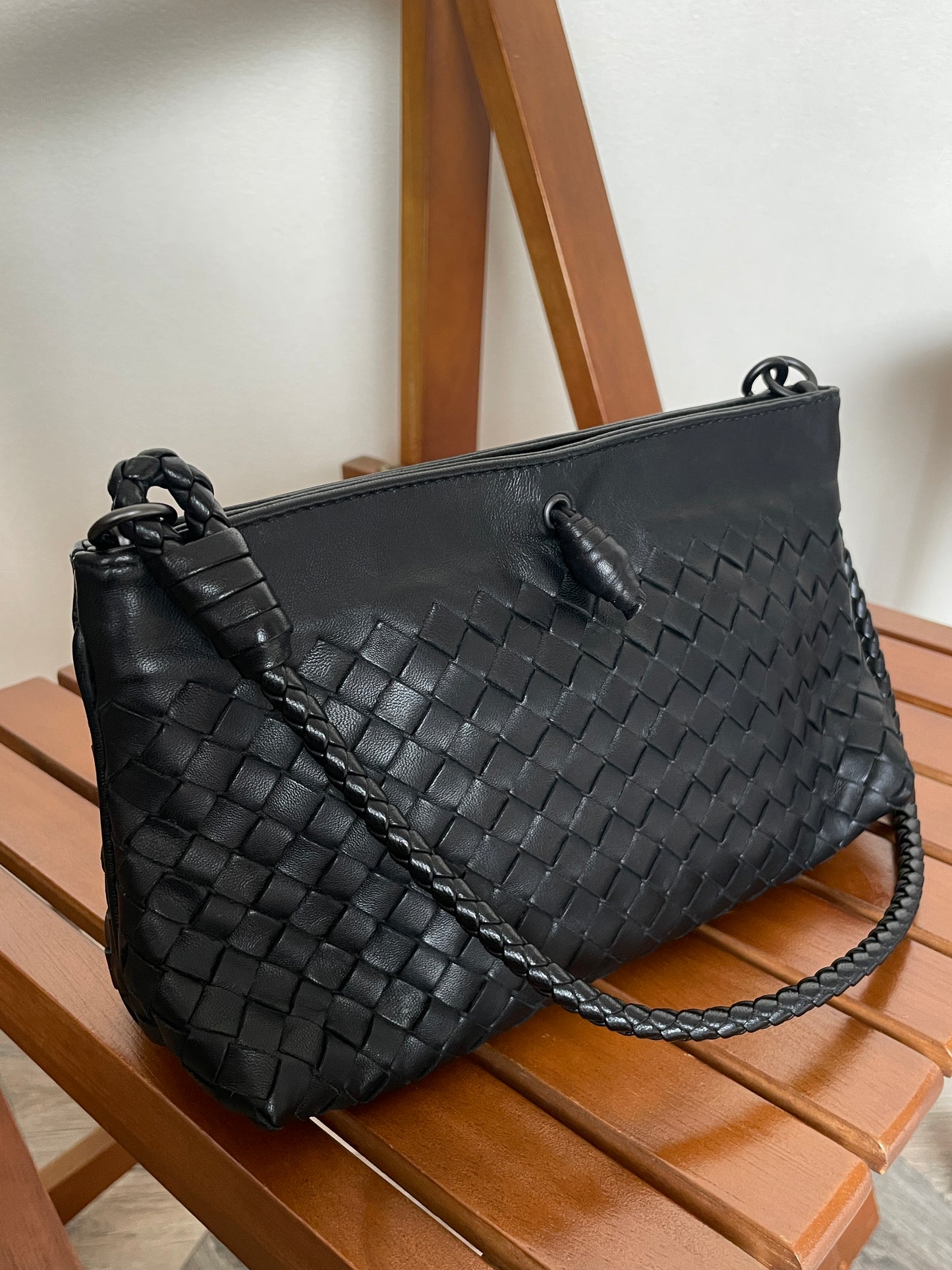 [PRIVATE] Bottega Veneta Vintage Black Intrecciato 2way Shoulder Clutch Bag