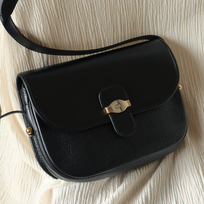 Christian Dior Vintage Mixed Black Leather Flap Crossbody Bag