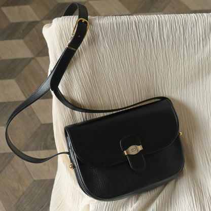 Christian Dior Vintage Mixed Black Leather Flap Crossbody Bag