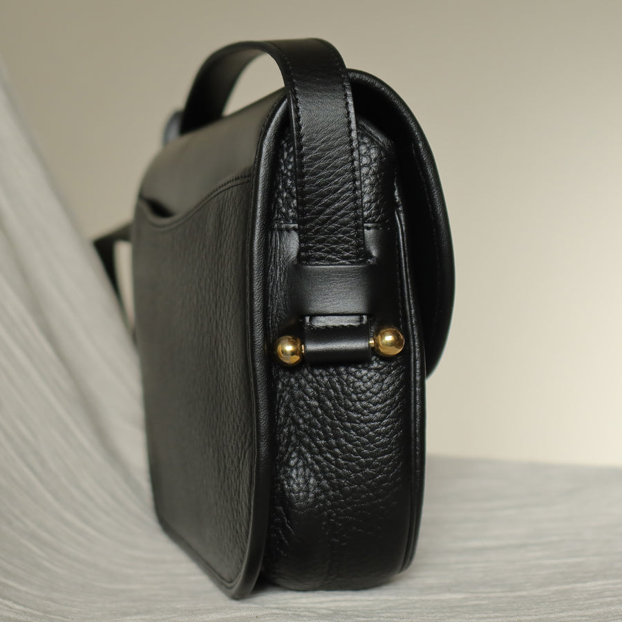 Christian Dior Vintage Mixed Black Leather Flap Crossbody Bag