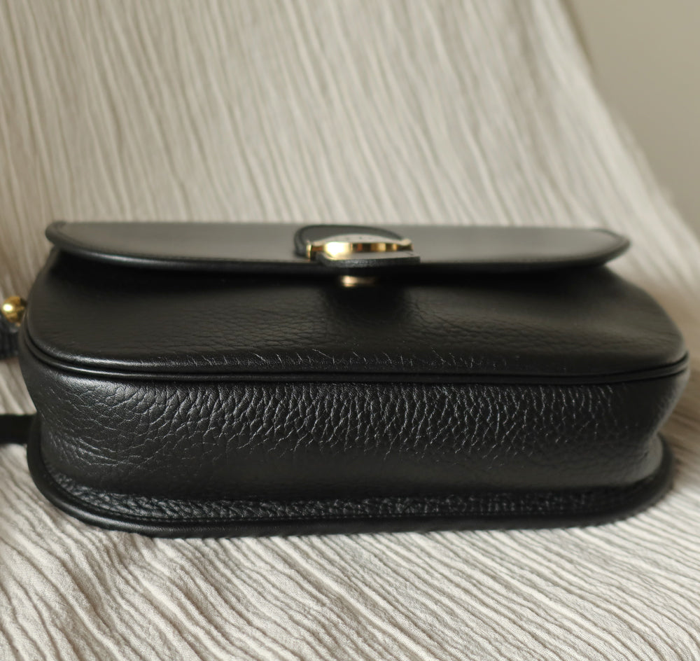 Christian Dior Vintage Mixed Black Leather Flap Crossbody Bag