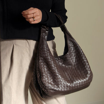 Bottega Veneta Vintage Dark Brown Medium Intrecciato Hobo Tote Bag