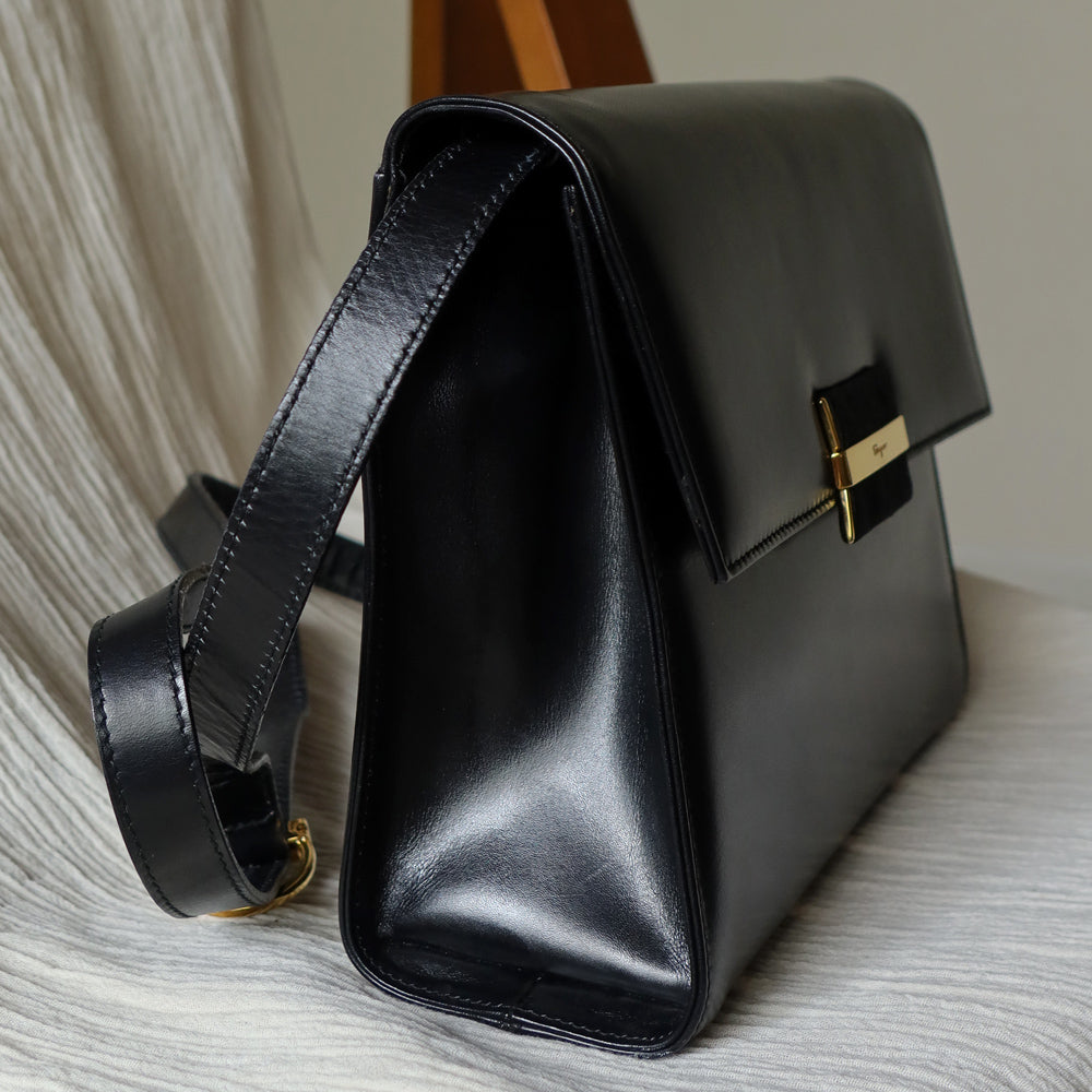 Salvatore Ferragamo Vintage Black Vara Bow 3way Shoulder Bag