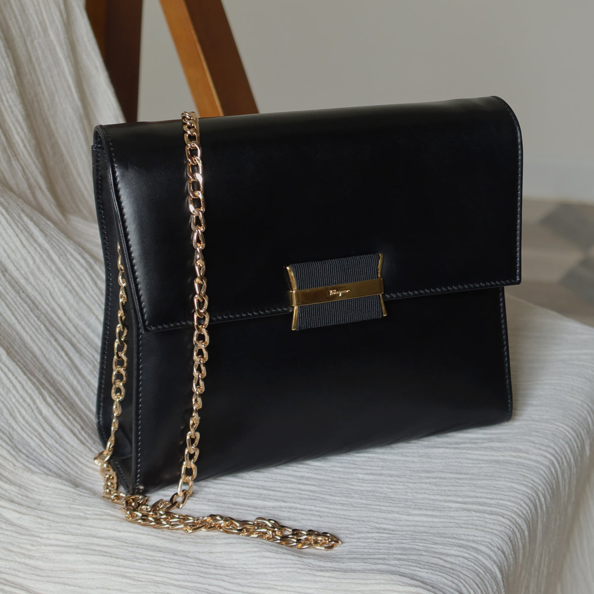 Salvatore Ferragamo Vintage Black Vara Bow 3way Shoulder Bag