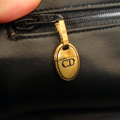 Christian Dior Vintage Gold Turn lock Black Leather Clutch Bag