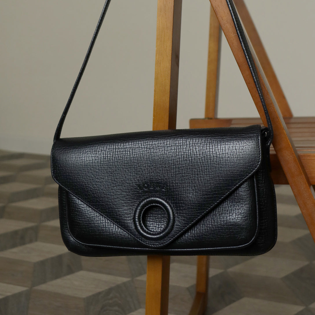 Loewe Vintage Black Leather Rumani Shoulder Flap Bag