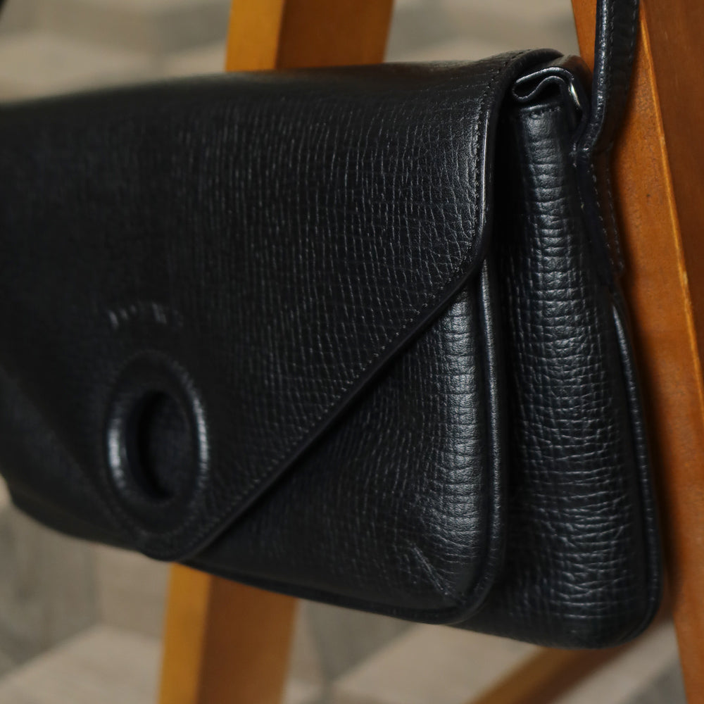 Loewe Vintage Black Leather Rumani Shoulder Flap Bag