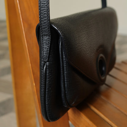 Loewe Vintage Black Leather Rumani Shoulder Flap Bag