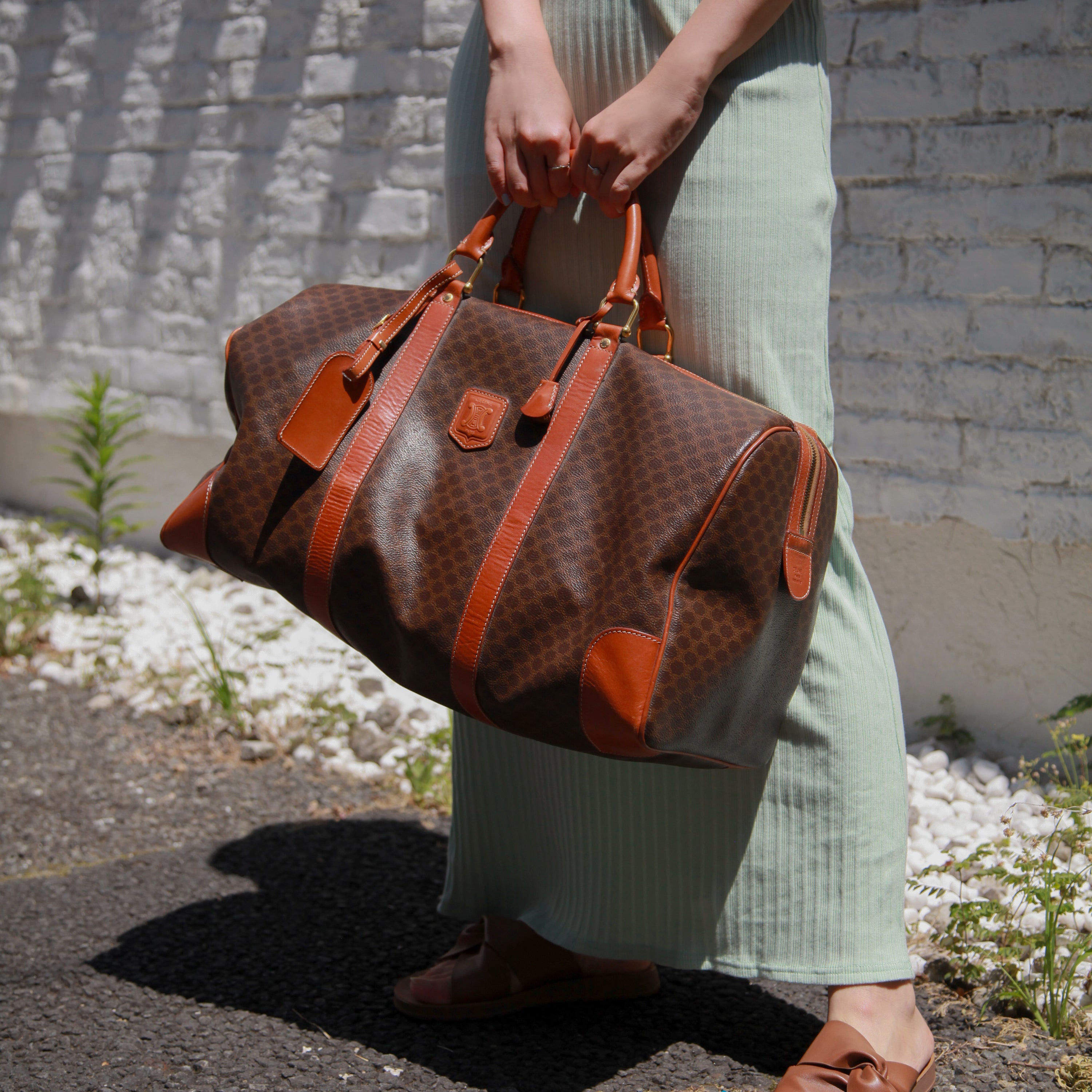 Auth CELINE Paris Macadam / Boogie Bag Navy Dark Brown Denim Leather Tote  Bag | eBay